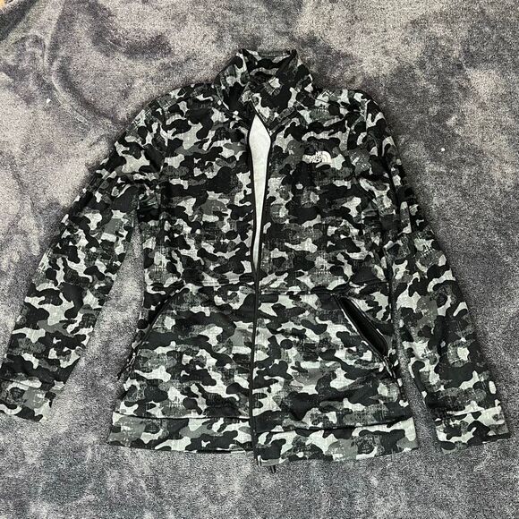 North Face Women’s Camouflage North Face Zip Up Black Camouflage Size Medium - Picture 1 of 5